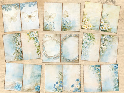 Blue Grace Journal Pages (P1) Blue Ephemera - Wonders Artist