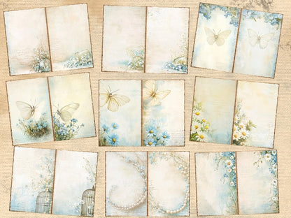 Blue Grace Journal Pages (P1) Blue Ephemera - Wonders Artist