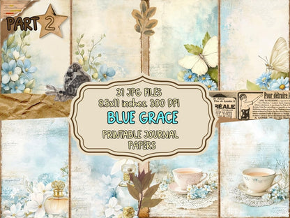 Blue Grace Journal Pages (P2) Blue Ephemera - Wonders Artist