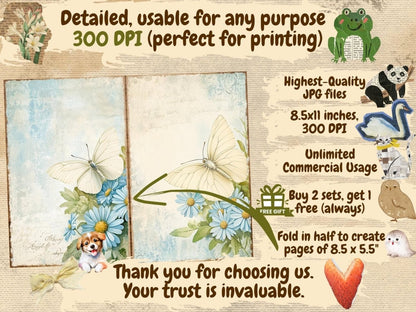 Blue Grace Journal Pages (P2) Blue Ephemera - Wonders Artist