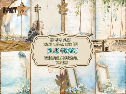 Blue Grace Journal Pages (P3) Blue Ephemera - Wonders Artist