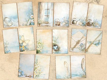 Blue Grace Journal Pages (P3) - High - Quality Instant Digital Download for Creative Projects