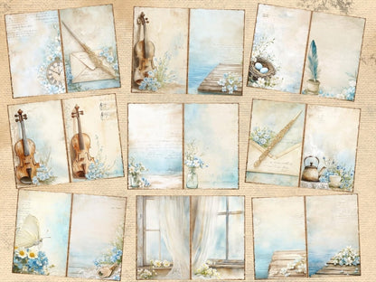 Blue Grace Journal Pages (P3) Blue Ephemera - Wonders Artist