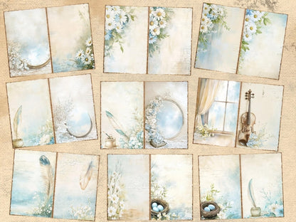 Blue Grace Journal Pages (P3) Blue Ephemera - Wonders Artist