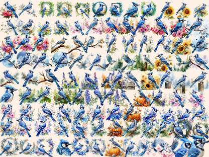 Blue Jays Watercolor Clipart bird clipart - Wonders Artist