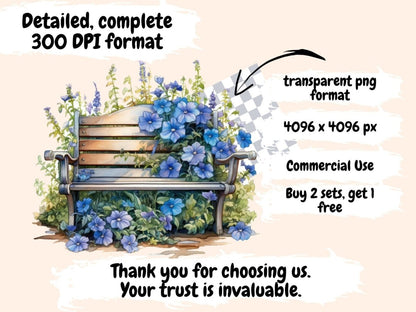 Blue Petunias Watercolor Clipart blue floral clipart - Wonders Artist