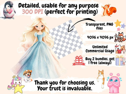 Blue Princess Watercolor Clipart Blue Graphics PNG - Wonders Artist
