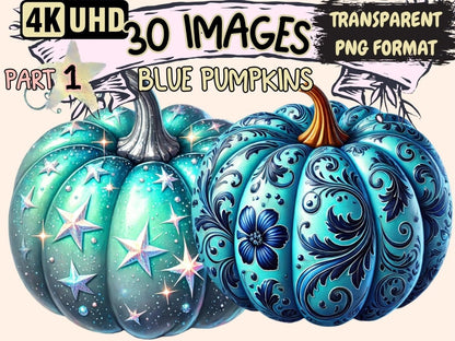 Blue Pumpkins Clipart Autumn Blue Art - Wonders Artist