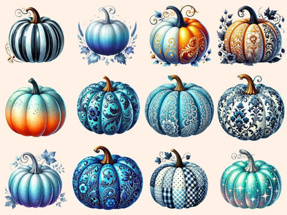 Blue Pumpkins Clipart Autumn Blue Art - Wonders Artist