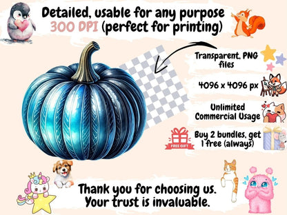 Blue Pumpkins Clipart Autumn Blue Art - Wonders Artist