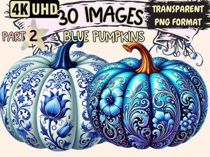 Blue Pumpkins (P2) Clipart Autumn Blue Art - Wonders Artist