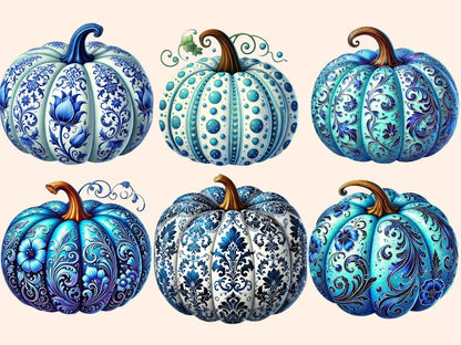 Blue Pumpkins (P2) Clipart Autumn Blue Art - Wonders Artist