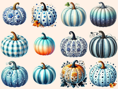 Blue Pumpkins (P2) Clipart Autumn Blue Art - Wonders Artist