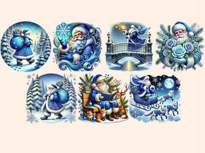 Blue Santa Claus Clipart Blue Christmas Art - Wonders Artist