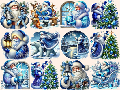 Blue Santa Claus Clipart Blue Christmas Art - Wonders Artist