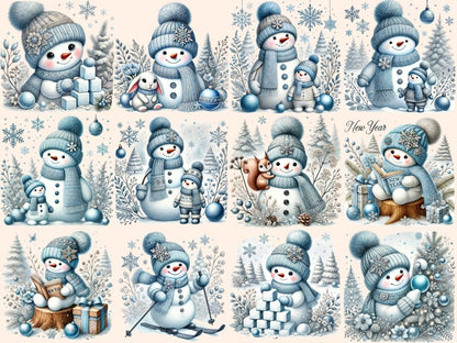Blue Snowman Clipart Blue clip art - Wonders Artist