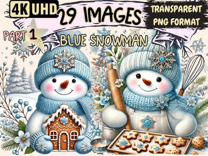 Blue Snowman Clipart Blue clip art - Wonders Artist