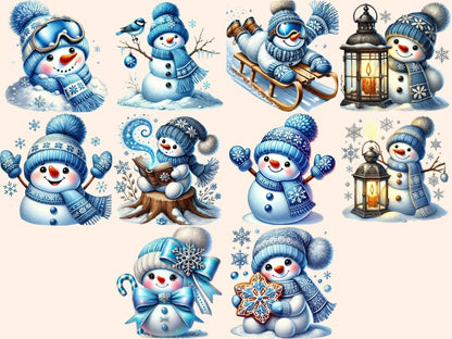 Blue Snowman (P2) Clipart Blue Frost PNG - Wonders Artist
