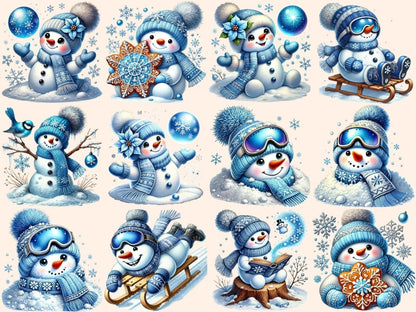 Blue Snowman (P2) Clipart Blue Frost PNG - Wonders Artist