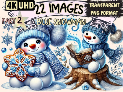 Blue Snowman (P2) Clipart Blue Frost PNG - Wonders Artist