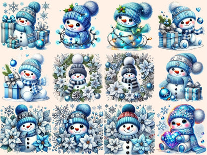 Blue Snowman (P3) Clipart Blue Frost PNG - Wonders Artist