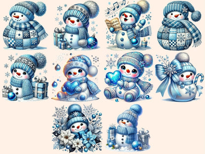Blue Snowman (P3) Clipart Blue Frost PNG - Wonders Artist