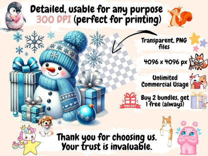 Blue Snowman (P3) Clipart Blue Frost PNG - Wonders Artist