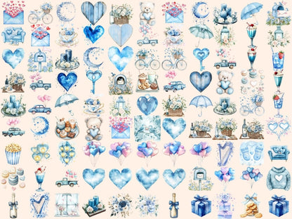 Blue Valentine's Day Watercolor Clipart blue valentine png - Wonders Artist