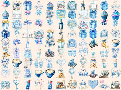 Blue Valentine's Day Watercolor Clipart blue valentine png - Wonders Artist