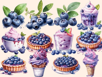 Blueberries Watercolor Clipart berries clipart - Wonders Artist
