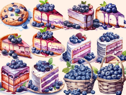 Blueberries Watercolor Clipart berries clipart - Wonders Artist