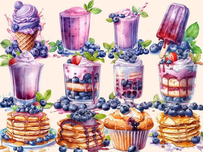 Blueberries Watercolor Clipart berries clipart - Wonders Artist