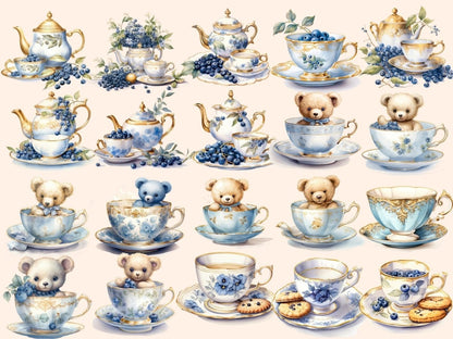 Blueberry Tea Watercolor Clipart blue tea clipart - Wonders Artist