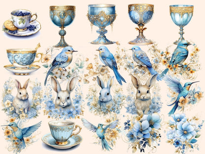 Blueberry Tea Watercolor Clipart blue tea clipart - Wonders Artist