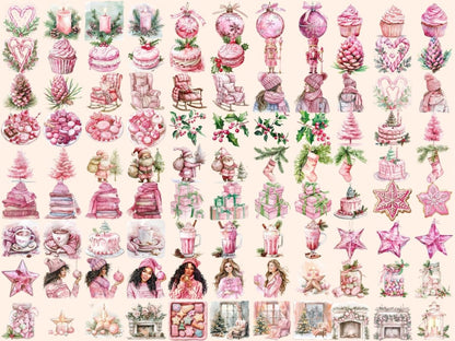 Blush Christmas Watercolor Clipart Blush Christmas - Wonders Artist