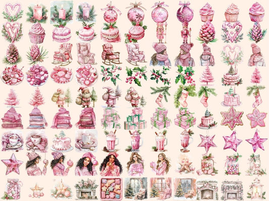 Clipart Acuarelă de Crăciun Blush