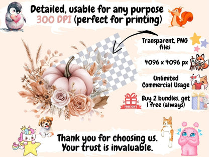 Blush Floral Pumpkins Watercolor Clipart blush pumpkin images - Wonders Artist