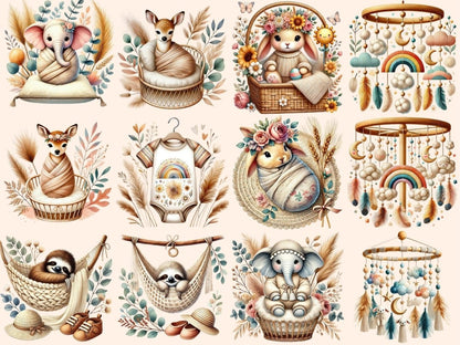 Boho Baby Clipart baby clipart baby graphics baby printables - WondersArtist