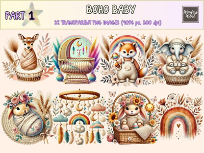 Boho Baby Clipart baby clipart baby graphics baby printables - WondersArtist