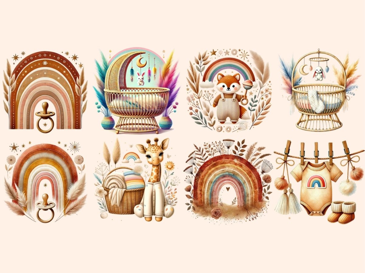 Boho Baby Clipart baby clipart baby graphics baby printables - WondersArtist