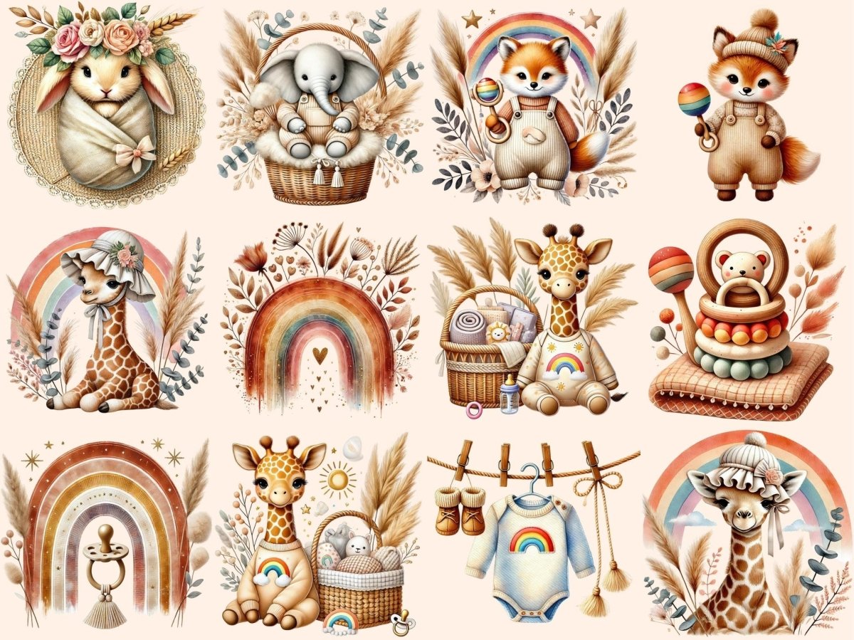 Boho Baby Clipart baby clipart baby graphics baby printables - WondersArtist