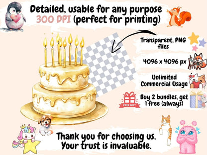 Boho Birthday Watercolor Clipart Birthday Clipart - Wonders Artist