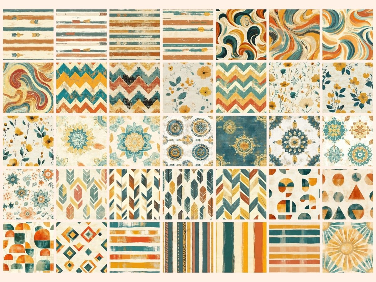 Boho Bliss Seamless Pattern Digital Papers aesthetic boho print bohemian pattern boho abstract - WondersArtist