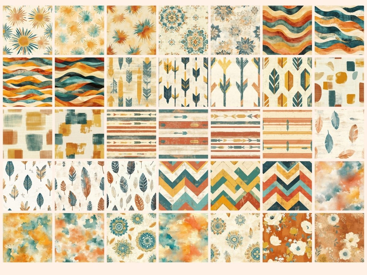 Boho Bliss Seamless Pattern Digital Papers aesthetic boho print bohemian pattern boho abstract - WondersArtist