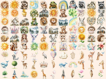 Boho Cuties Watercolor Clipart animal clipart - Wonders Artist