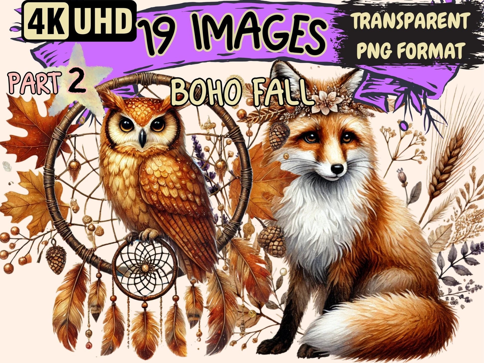 Boho Fall (P2) Clipart - High - Quality Instant Digital Download for Creative Projects