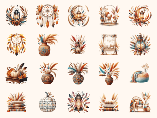 Boho Fall Clipart P3