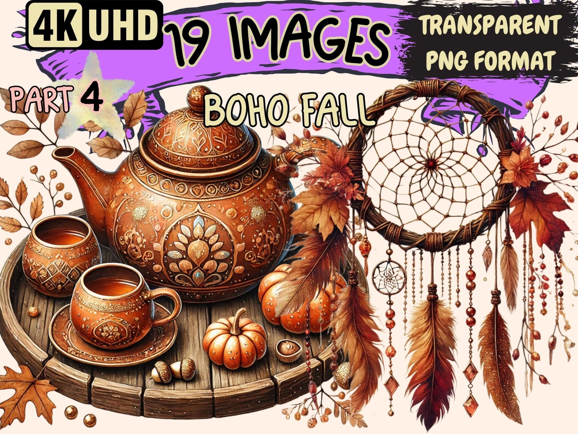 Boho Fall (P4) Clipart - High - Quality Instant Digital Download for Creative Projects