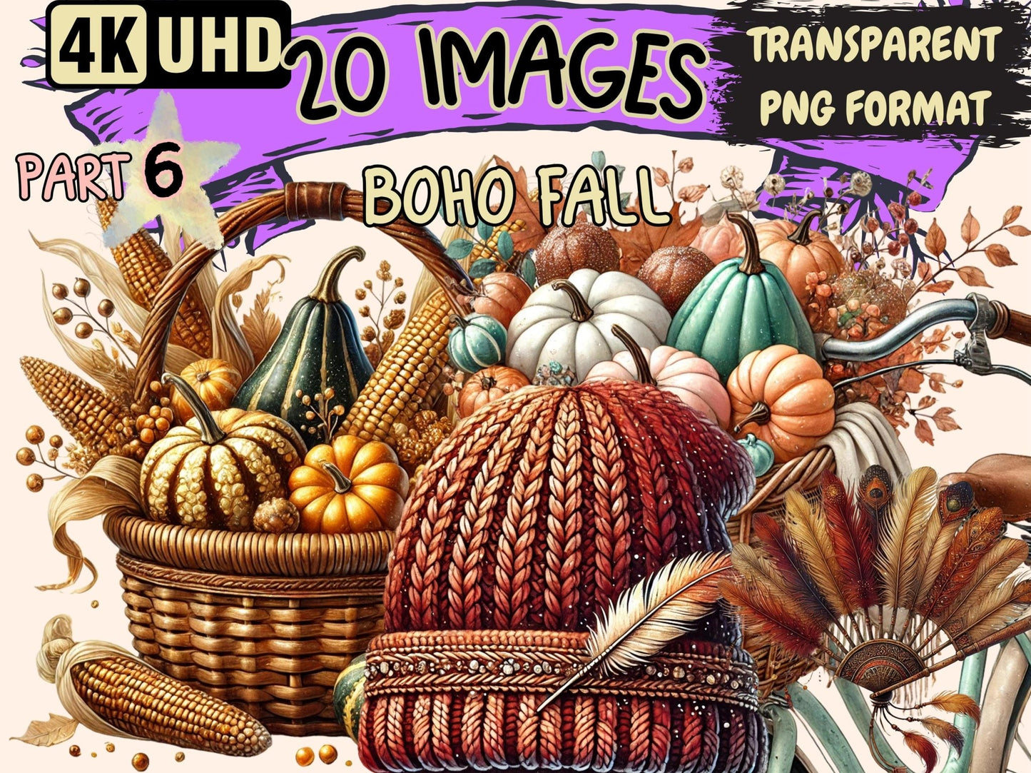 Boho Fall (P6) Clipart - High - Quality Instant Digital Download for Creative Projects