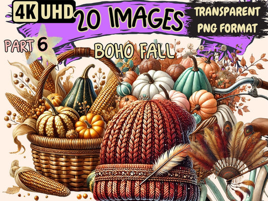 Boho Fall (P6) Clipart - High - Quality Instant Digital Download for Creative Projects